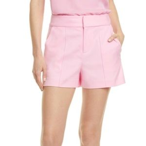 ALICE + OLIVIA DYLAN HIGH-WAIST PINTUCKED SHORTS IN ELECTRIC PINK